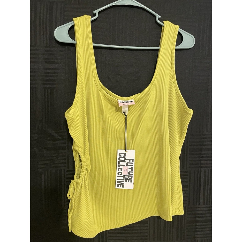 Retro Yellow Future Collective Alamo Noelle Tank Top With Side Cutout Size XXL